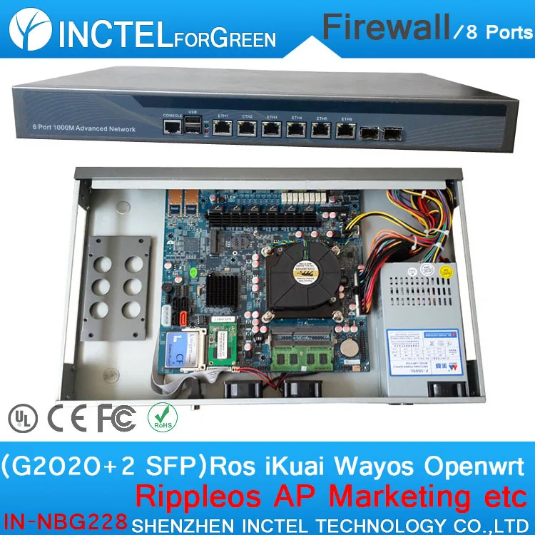 G2020 Processor 6 LAN Ports VPN 1U Firewall with Intel PCI E 1000M 6 82583v 2