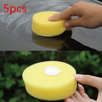 

5Pcs Car Cleaning Sponge Waxing Polish Wax Foam Sponge Applicator Pads Yellow Clean Washer Washing Tool Car Care New Arrival