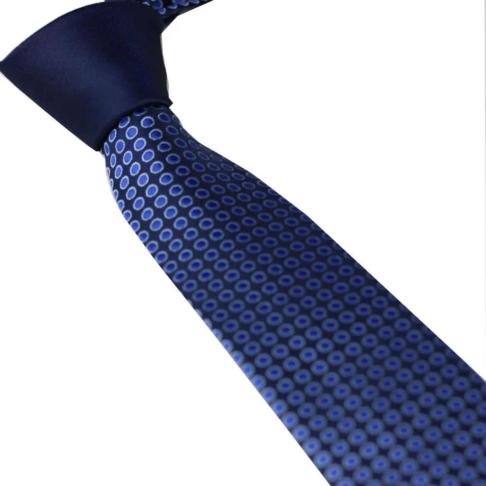 

LAMMULIN Men's ties New design Classic Navy Knot with Blue Polka Dot Two Tone Woven Necktie Formal Neck Tie for dress Wedding