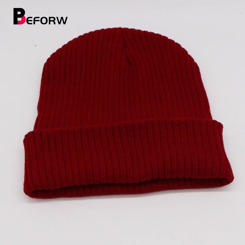 BEFORW модные корейские шапки в стиле хип хоп однотонные для взрослых вязаная