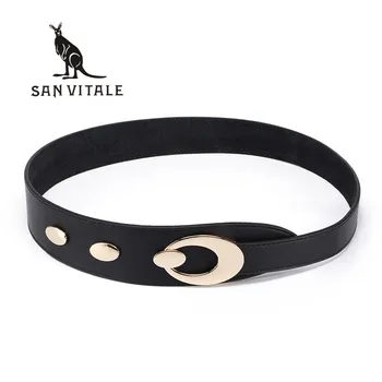 

Cummerbunds Womens Belts Slim Strap Cowskin Leather Bohemia Woman Black Stretch Buckles For Dress Luxury Brand Ratchet Buckle
