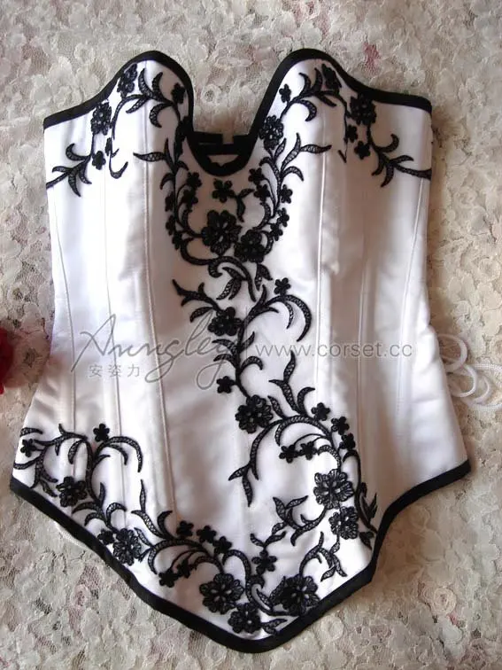 Annzley Corset! Sexy White Satin Flowers Corsets Bustiers For Waist