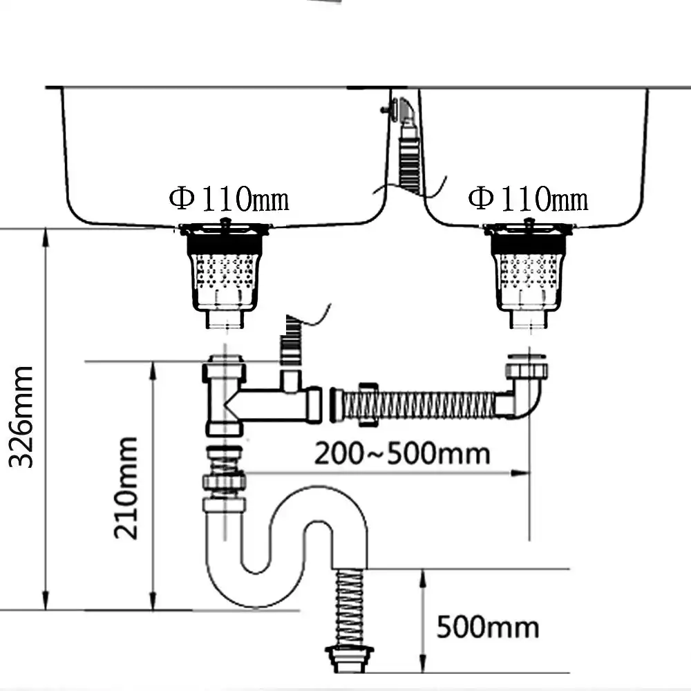 Talea Double Sink Vertical Type With Overflow Pipe Kit Basin Waste Set Sink Strainer Disposer Drain Hose Plastic Flexible Flume Kitchen Drains Strainers Aliexpress