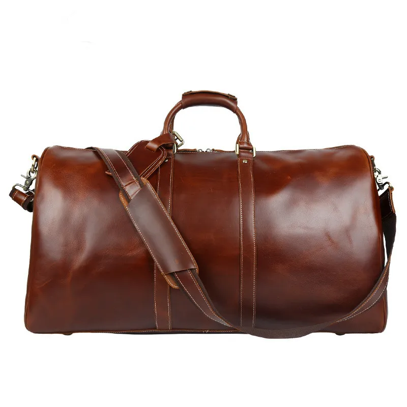 Woosir Mens Leather Overnight Duffle Weekender Bag