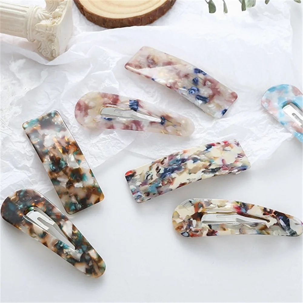 

1PCS Girls Fashion Acetic Acid Hair Clips Flower Print Hairpin Geometric Barrette Women Hair Styling Tools Hair Accessories