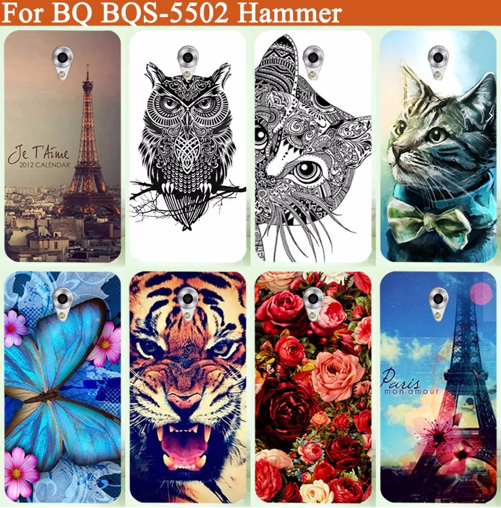 Модный мягкий чехол для BQ BQS-5502 Hammer Тигр филин Роза узор чехол с рисунком для BQ BQS-5502 Hammer/5,5 дюймов Tpu Funda