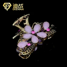 DIZHAN винтажный анитик Золотой Цвет Смола цветок украшения для волос большой цветок заколка для волос кристаллы волосы коготь для женщин