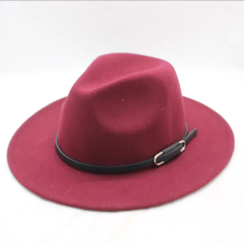 

New fashion Women Men Autumn Winter Casual Fedoras Jazz Hat Belt Fedora Panama Bowler Wide Brim Hat Gangster Cap