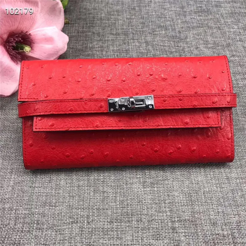 Fashion female ostrich leather wallet polyester casual buckle flip soft new clutch bag purse hand casual multi-function wallet Fashion female ostrich leather wallet polyester casual buckle flip soft new clutch bag purse hand casual multi-function wallet