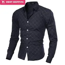 DropshippingCamisa Masculina Мужская Модная приталенная Повседневная рубашка с длинным рукавом, мужская рубашка с принтом, Азиатский размер