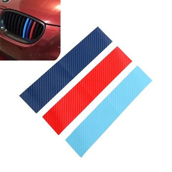 

LEEPEE 3pcs/set Car Stickers and Decals Carbon Fiber Front Grill Stripes Decals For BMW M3 M5 M6 E46 E39 E60 E90 Car-styling
