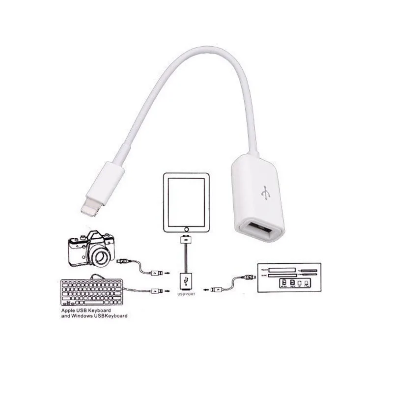 OTG Adapter Cable Camera Connection USB 8pin OTG Cable for