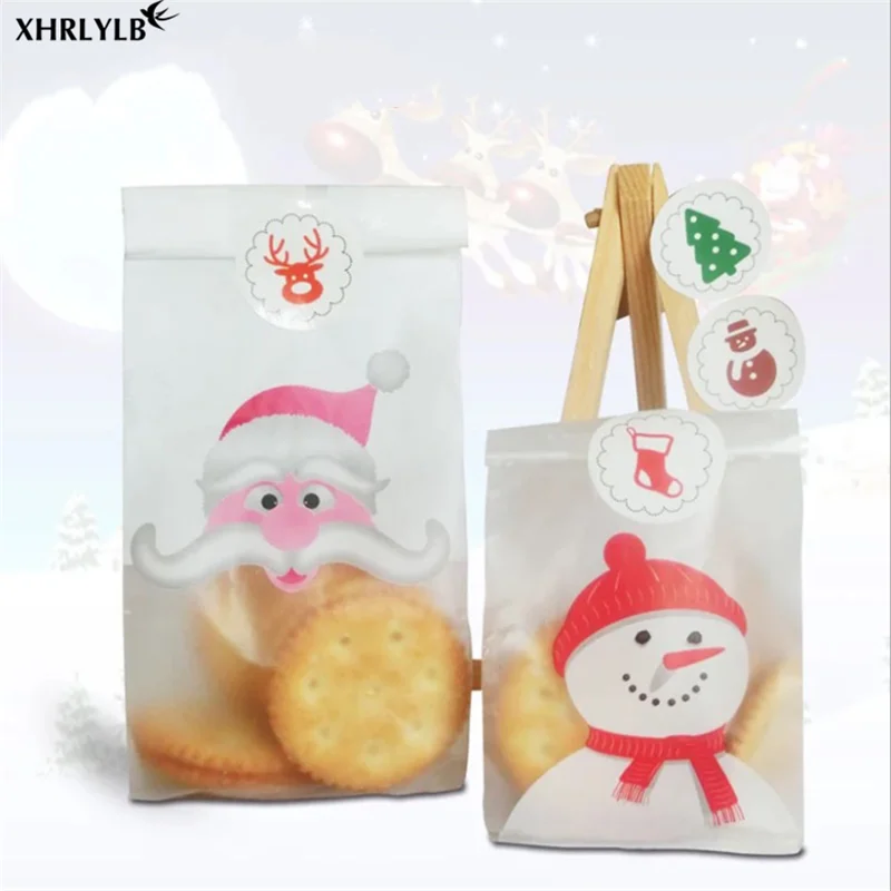 

XHRLYLB25pc New Christmas Cookie Bag Cookies Eat Baking Packaging Christmas Decoration Gift Bag wedding decoration baby shower.8