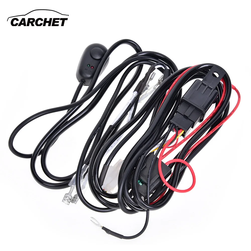 

CARCHET HID Wiring Harness 2.5m DC 12V LED HID Work Wiring Driving Light Harness Kit 40A Switch Relay Wiring Harness Connectors