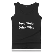 BTS Save Water Drink Wine Sleeveless Tank Top Summer Men Bodybuilding Plus Size Cotton Exercise Workout