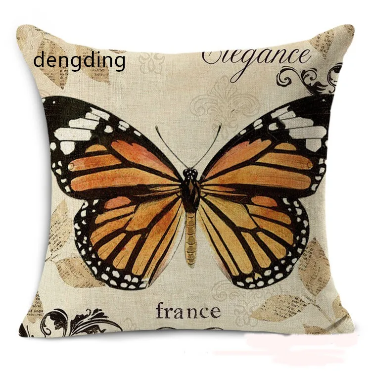 

anime pillow Retro Butterfly Cotton Linen Fox Bird Puzzle Flower Home Deocrative Pillows Cover