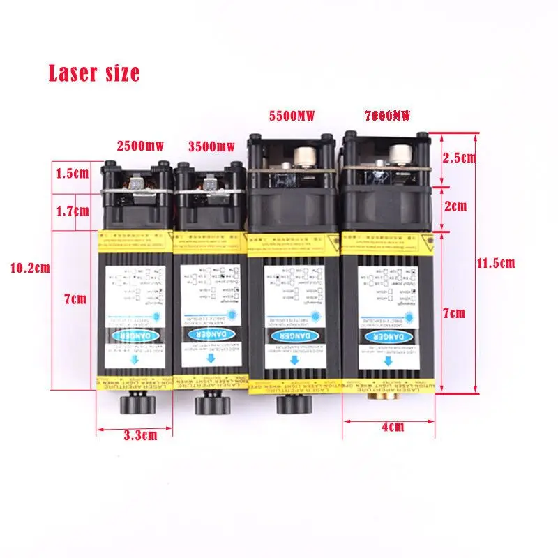 Лазерная головка 500mw2. 5w3. 5 Вт/5,5 Вт/7 Вт 405нм 12 В синий лазерный модуль модуляция для DIY ЧПУ лазерный гравер регулируемый фокус лазерный резак