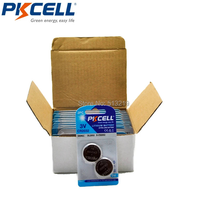 

48Pcs 24Cards PKCELL 3V CR2032 DL2032 CR DL 2032 BR2032 Button Cell Battery Capacity 220mah