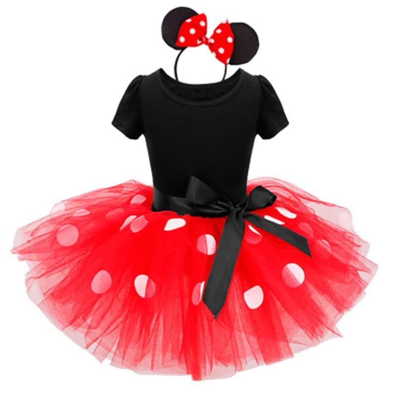 Платье для маленьких девочек резинки для волос Минни Маус балетное платье летнее платье-пачка с короткими рукавами и бантом для девочек Детские костюмы