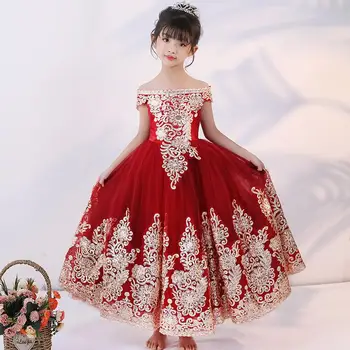 

2019 New Children Girl Mesh Embroidery Tutu Princess Dress Kids Dresses For Girls Wedding Party Toddler Girl Clothes Vestido F03