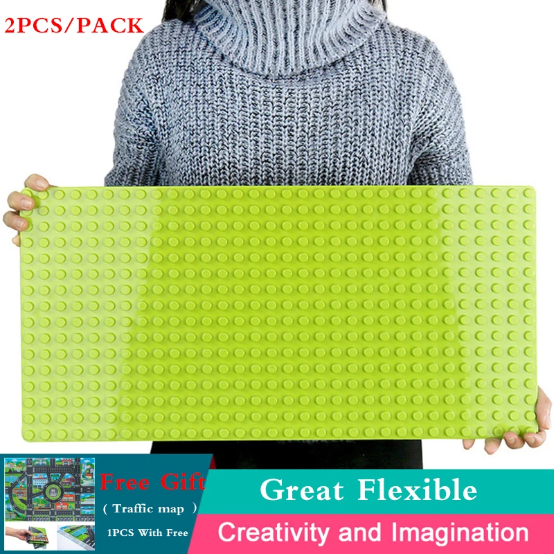 

2PCS/SET Big Base Plate 32*16 Dots Baseplate DIY Building Blocks Toys For Children Compatible LegoINGly Duploe Brick Kids Gifts