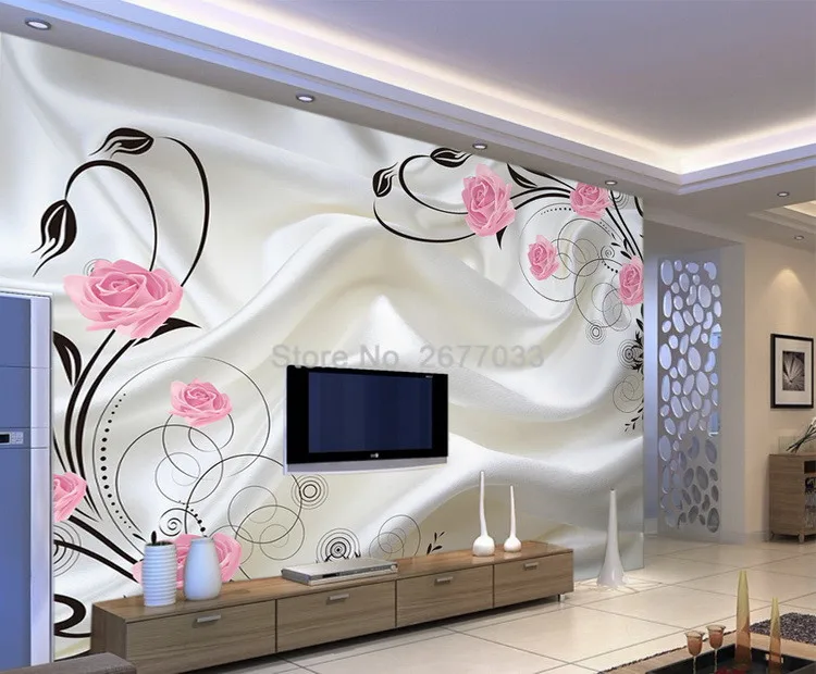 Индивидуальные размеры Современные шелковые обои 3D цветы Настенная Ткань Гостиная ТВ спальня фон настенное покрытие домашний декор Фреска
