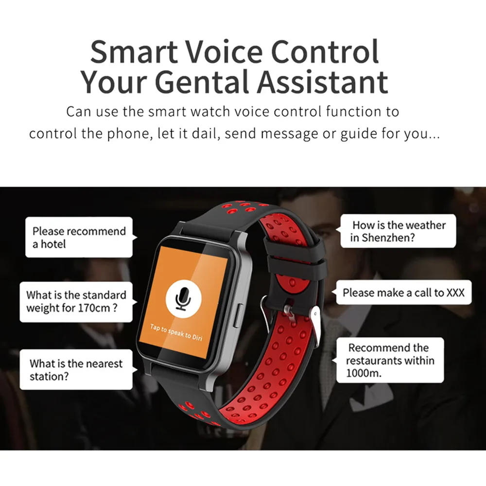 Умные часы Tz7 с Bluetooth умные голосовым помощником наручные тонометром для мужчин и