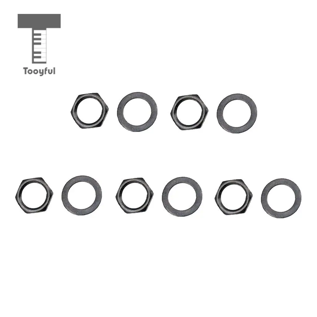 Tooyful 5Pcs Jack Socket Nuts + 5Pcs Potentiometer Washers for Electric Guitar Parts