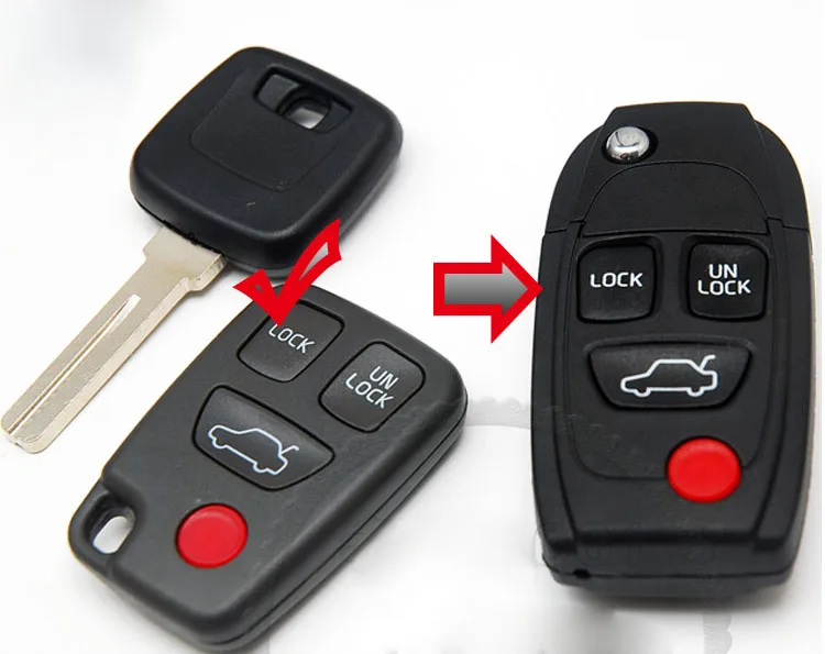 Keyless Entry Modified Flip Folding Remote Key Shell Case For Volvo