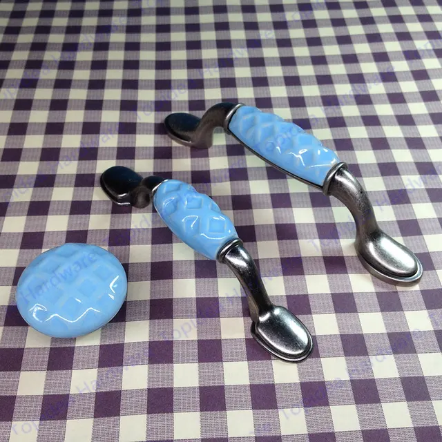 Best Price Single hole/76mm/96mm Ceramic handle blue color Kitchen Furniture Handle cabinet handle drawer pulls Best Price Single hole/76mm/96mm Ceramic handle blue color Kitchen Furniture Handle cabinet handle drawer pulls