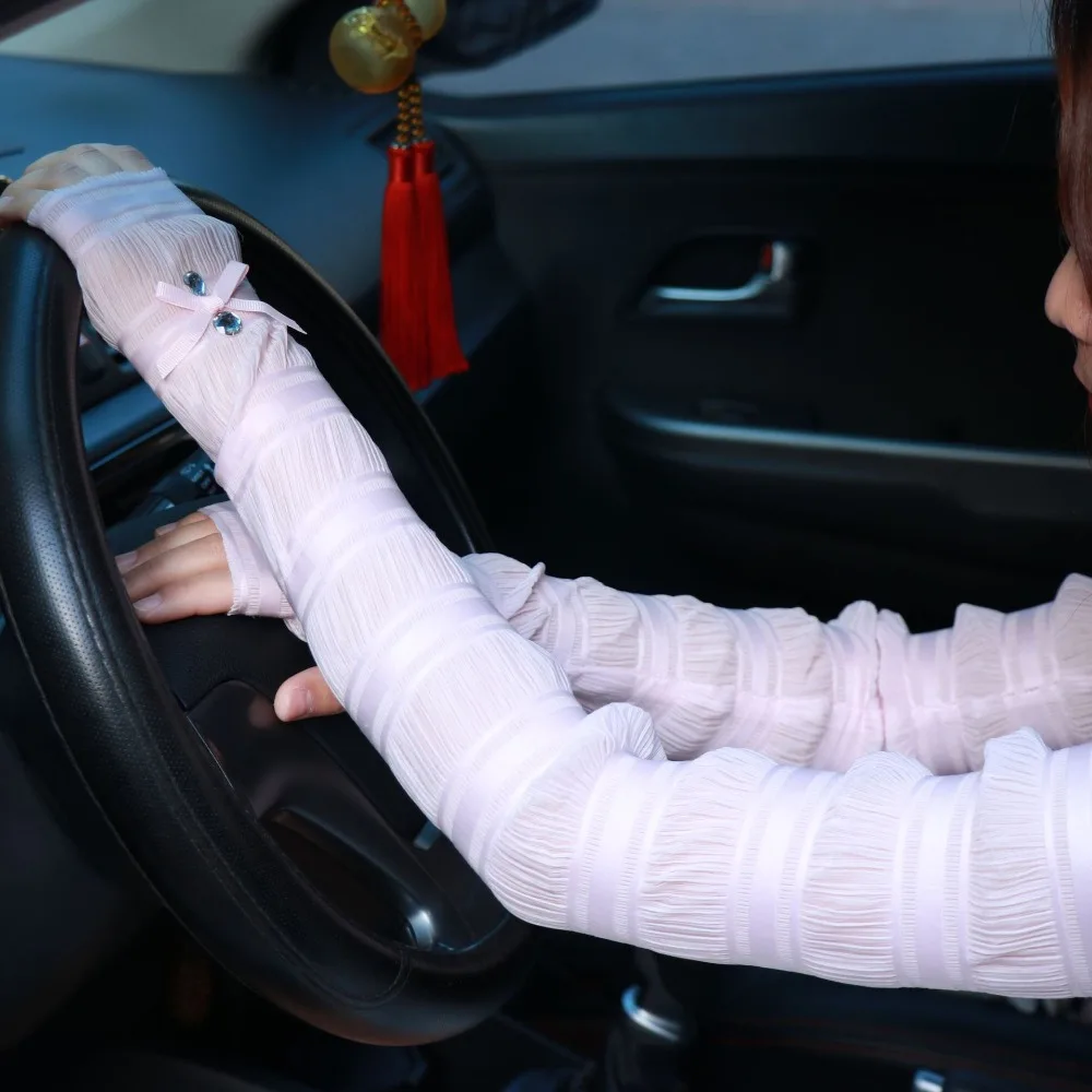 

MIARA.L summer sun gloves women summer driving bike uv protection long bubble arm cover for wholesale