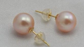 

charm 0000354 9mm round pink pearl earring 18k gold stud