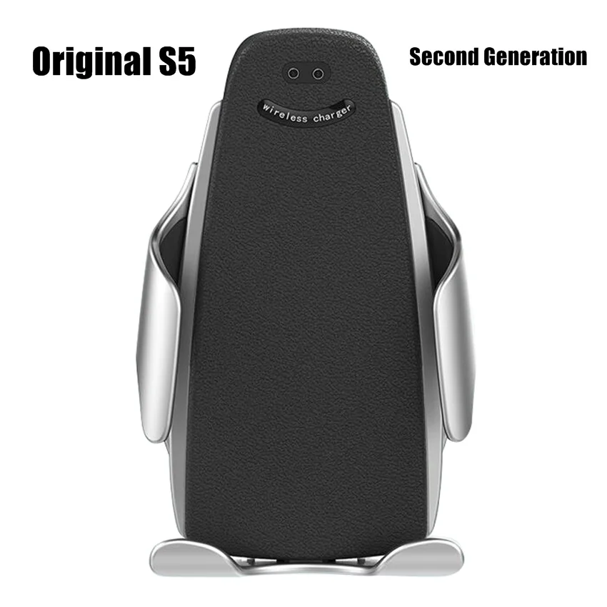 Original New S5 Automatic Clamping Wireless Car Charger Mount Infrared Sensor QI Induction Charging Holder For iPhone Samsung