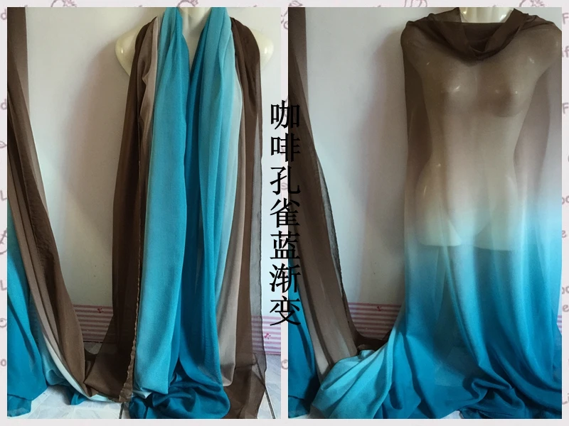 Многоцветный градиент шелк crinkle одежда из шифоновой ткани платье Joe градиент шарф ткань-1 - Цвет: 12