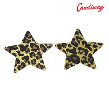 Эротическое женское нижнее белье для пляжа в форме звезды леопардовой расцветки с клеящейся молочной пастой, сексуальный бюстгальтер, наклейки на соски для женщин