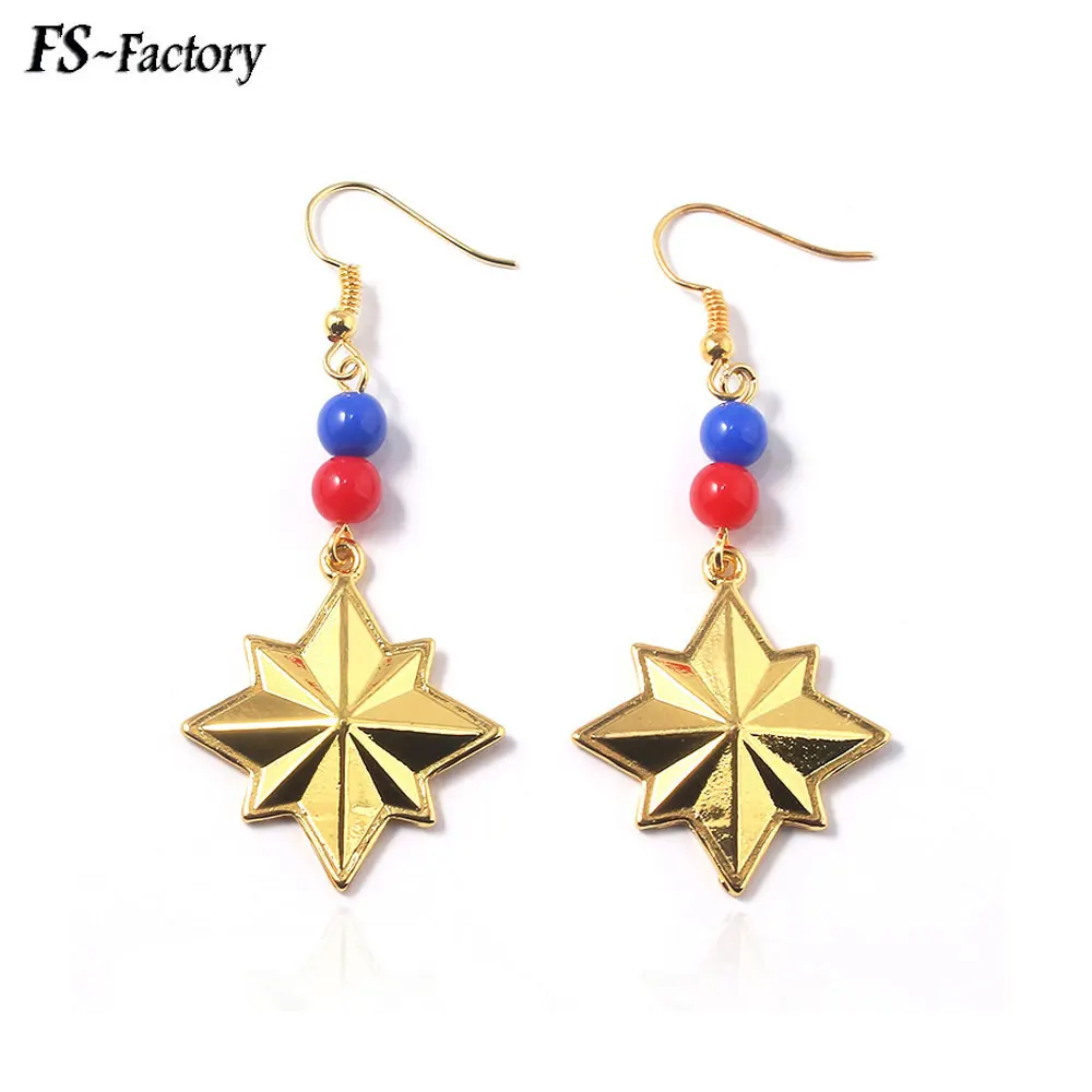 

Avengers 4 Captain Marvel Drop Earrings Carol Danvers Black Panther Ghostbusters Thor Iron Man Earrings for Women Jewelry Gift