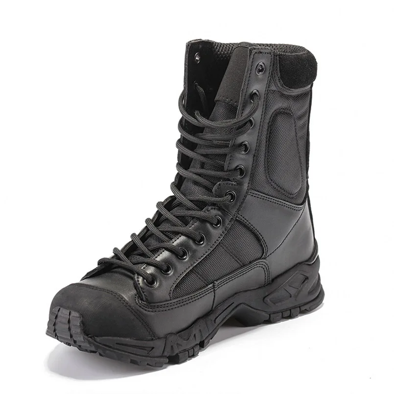 

FIDANEI Military Outdoor Army Boots Men Black Leather Desert Combat Work Shoes Winter Man Ankle Tactical Boot Man Plus Size