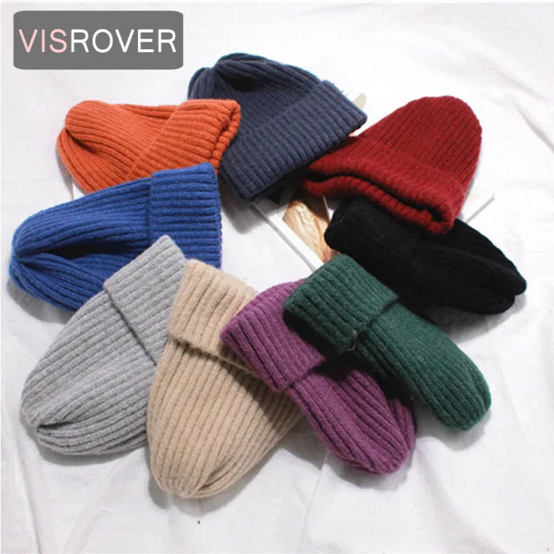 VISROVER 9 colorsways простой акриловые шапочка УНИСЕКС зима Шапки для Для женщин крючком вязать Кепки Skullies шапочки Теплый Кепки s женские шляпа