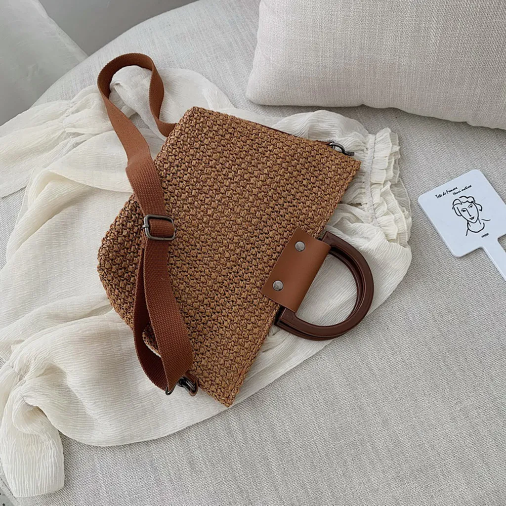 Женская Соломенная Сумка Повседневное Винтаж бахромой сезонная HandbagSimple ткань сумки через плечо Torebka Koszyk# Zer