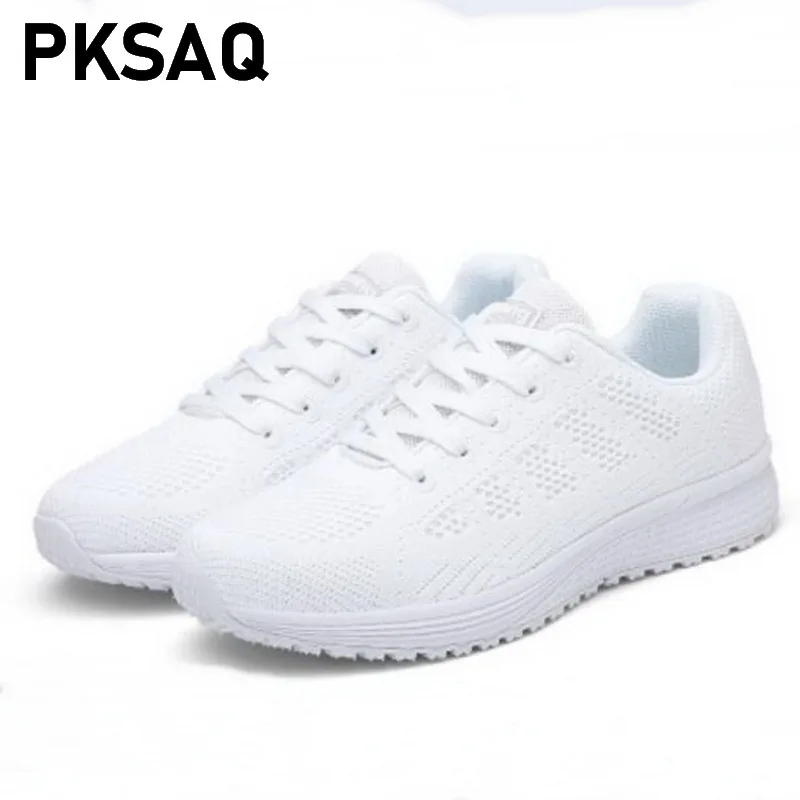 

Women Casual Shoes 2019 Fashion Breathable Walking Mesh Lace up Flat Shoes Ladies sport Tenis Feminino Sneakers Women