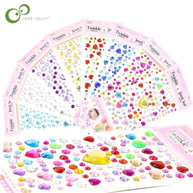 

Heart shape sticker DIY Decal Mobile Art Crystal Diamond Rhinestone Self Adhesive Scrapbooking Stickers Toys for Children GYH