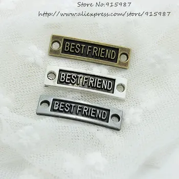

Sweet Bell 30pcs 10*36mm Three color Alloy Lettering"BEST FRIEND"Charms Jewelry Link Connectors Fit Making Bracelet 4B663