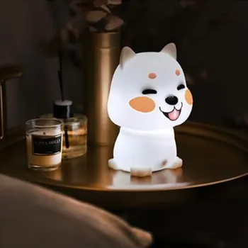 

Silicone Cute DogTouch Sensor LED Night Light For Children Baby Kids 2 Colors Dog LED USB Rechagarble LED Night Lamp MY