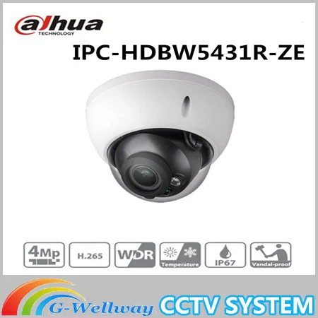 

Free Shipping Dahua CCTV Security IP Camera 4MP WDR IR Dome Network Camera IP67 IK10 With POE Without Logo IPC-HDBW5431R-ZE