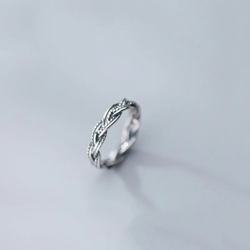 INZATT, настоящее 925 пробы, Серебряное минималистичное кольцо с переплетенными линиями, необычное кольцо для женщин, Винтажное кольцо, хорошее ювелирное изделие