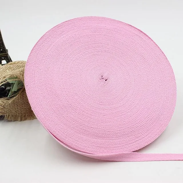 Лента из саржевого хлопка 10 мм 20 мм тесьма для упаковки одежды заколки для волос аксессуары ручной работы DIY 50 бобины с лентами - Цвет: pink