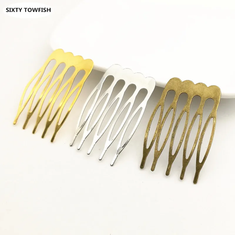 

10 pieces/lot 38x25mm Metal Gold color/White K/Antique bronze Hair Combs Accessory Fashion Hairwear DIY Hair Jewelry Findings