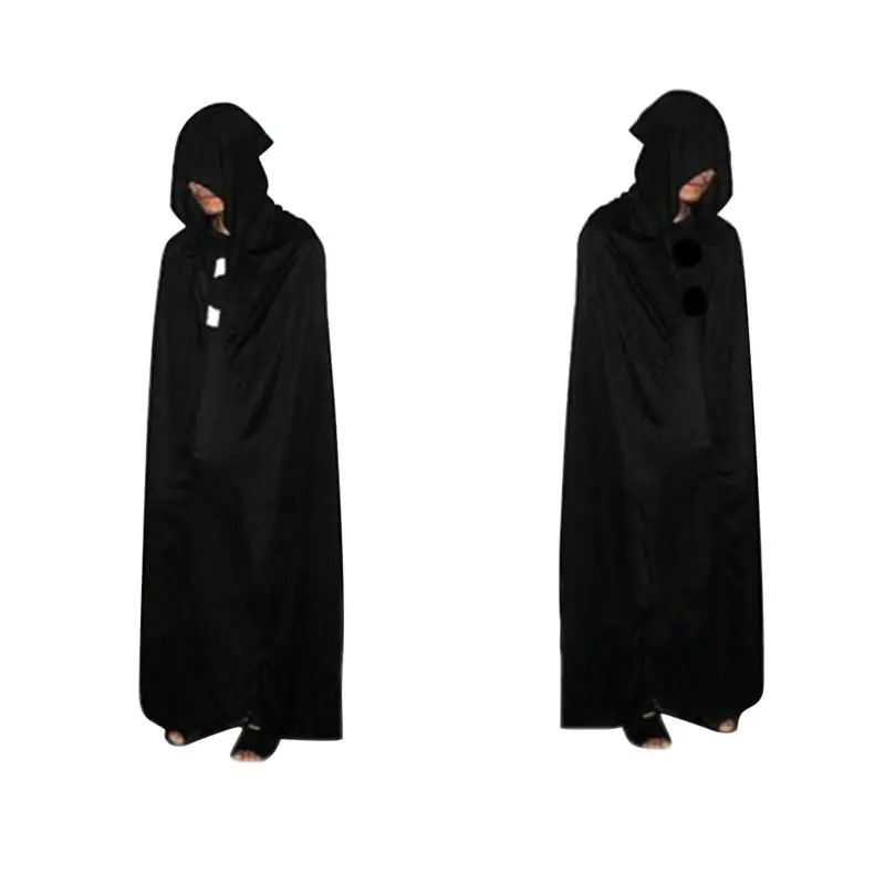 

Halloween Cloak Grim Reaper Death Devil Hooded Robe Cloak Black Death Costume Cosplay 170cm