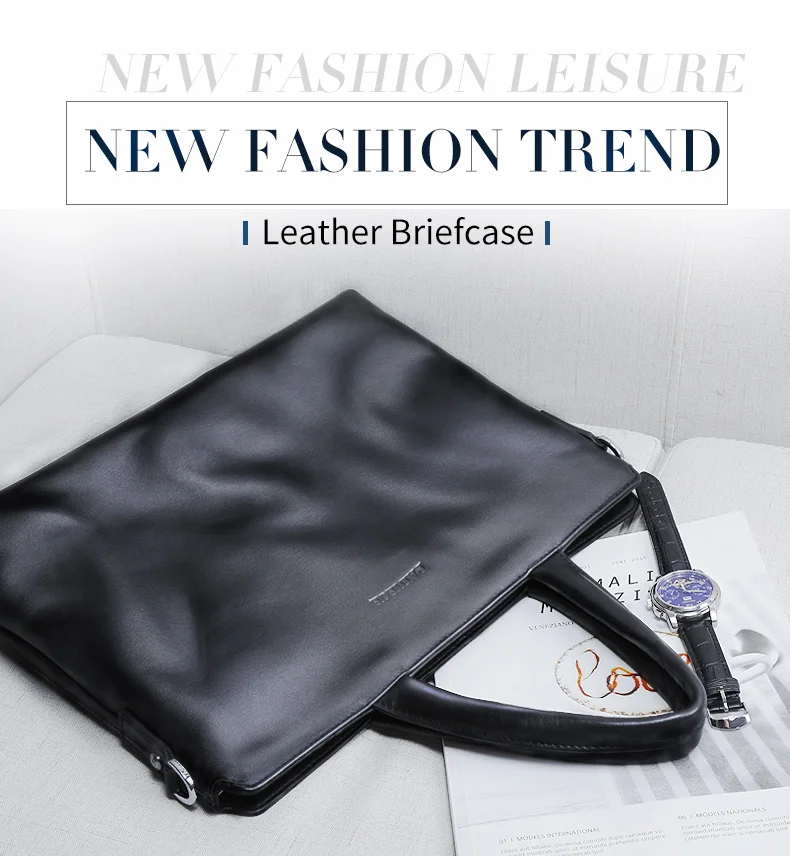 Padieoe Новый дизайнерский бренд из натуральной коровьей кожи для мужчин's портфели модные однотонные цвет Мужская сумка на плечо бизнес сумка
