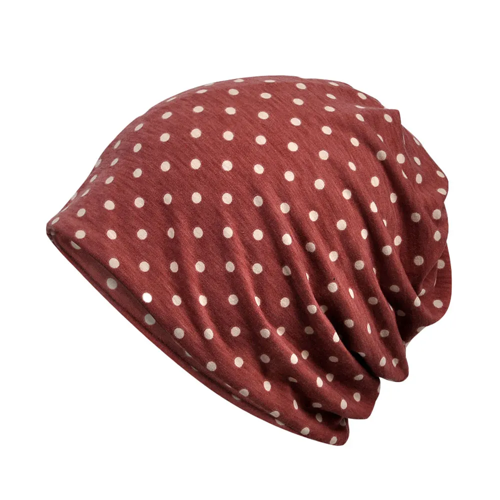 Многоцелевой шеи шапки, шарфы женщин милые, в горошек печати Slouchy Beanie Caps HATRX0039